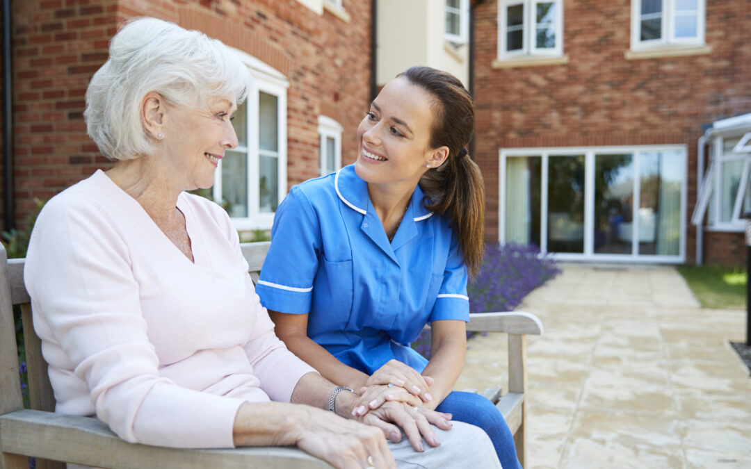Home health care vs home care Kent nurse discussing in-home senior care options